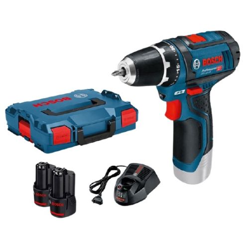 Perceuse-visseuse 12 V GSR 12V-15 + 2 batteries 2 Ah + chargeur + coffret L-BOXX - BOSCH - 0601868109 photo du produit