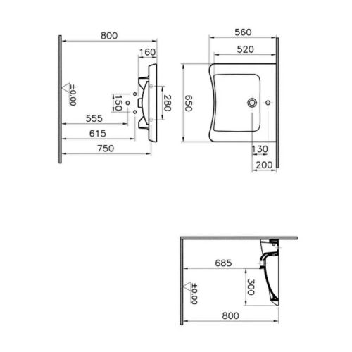 Lavabo PMR standard CONFORMA 65cm S20 - VITRA - 5291B003-0001 pas cher Secondaire 1 L