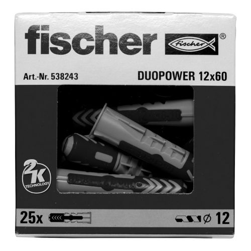 Chevilles bi-mati&egrave;re DuoPower 12X60 bo&icirc;te de 25 - FISCHER - 538243 pas cher Secondaire 1 L