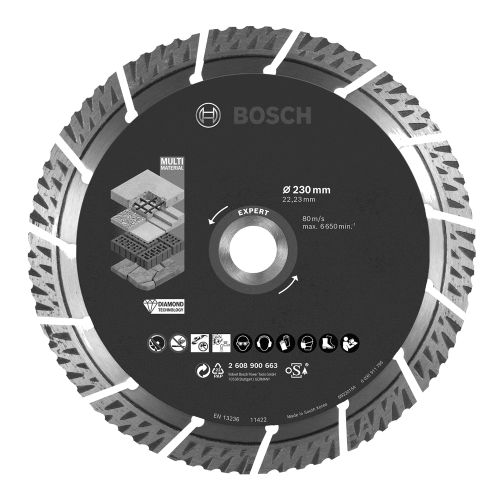 Disque à tronçonner diamanté Expert MultiMaterial 230x2,4x15mm - BOSCH - 2608900663 pas cher