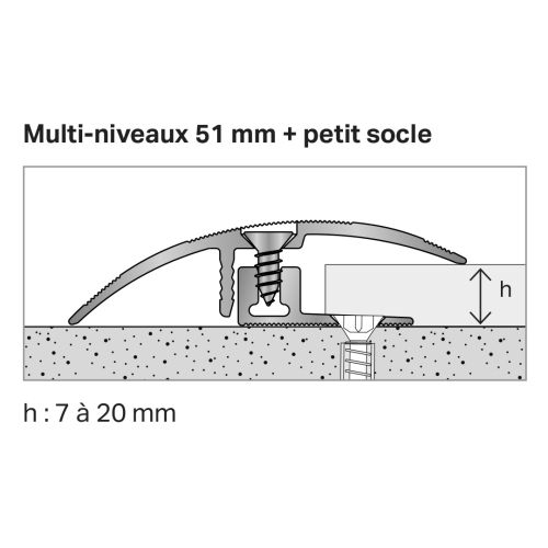 Seuil DINA'P fixation invisible multi-niveaux 32mm aluminium anodisé naturel 2,7ml - DINAC - 8516090 pas cher Secondaire 1 L