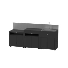 Cuisine 3 éléments avec crédences noir Le Marquier - MC803ECE13 pas cher Principale M