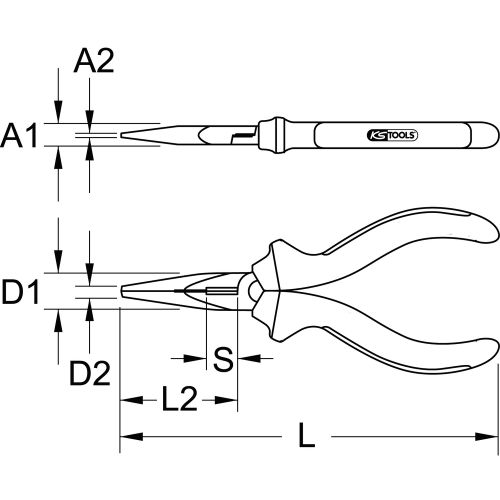 Pince à bec ULTIMATE demi-rond droit 220 mm KS TOOLS 922.8021 photo du produit Secondaire 1 L