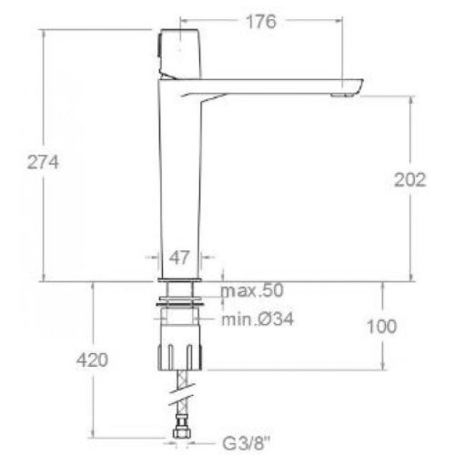 Mitigeur de lavabo noir mat de taille L TZAR 341001NM - RAMON SOLER - 34A302375 pas cher Secondaire 1 L