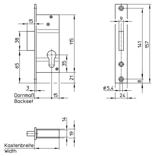 Serrure menuiserie métal 29 mm droite WILKA 453 H 29L photo du produit Secondaire 1 L