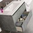 Meuble de salle de bain 120cm double vasque 6 tiroirs sans miroir TIRIS 3C ciment (gris) - COSYNEO - SIR3TIRIS120CIMB pas cher Secondaire 1 S