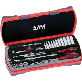 Coffret 1/4'' de 33 outils Sam outillage 6 pans en mm - 73-RL33 photo du produit Principale M