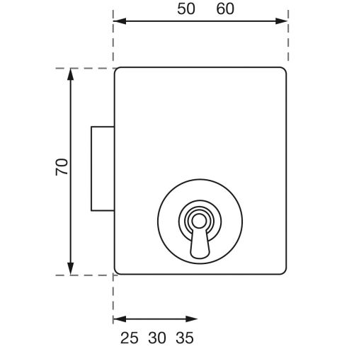 Serrure d'armoire &agrave; encastrer Paris 60 x 70 mm axe 35 mm gauche canon 40 mm VACHETTE 11447000 photo du produit Secondaire 1 L