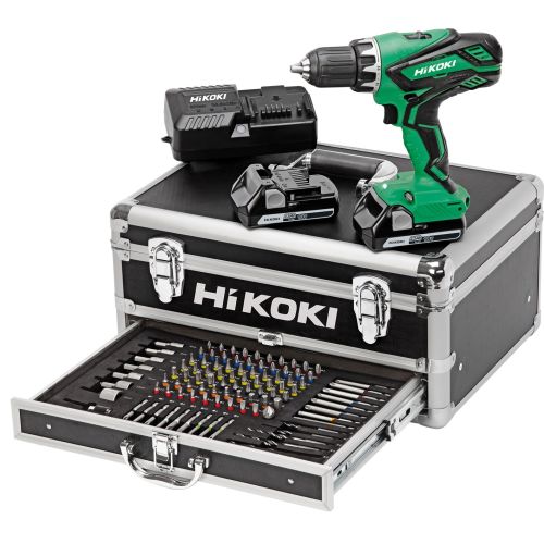 Perceuse visseuse 18V + 2 batteries 2,5Ah + chargeur + coffret de 100 accessoires HIKOKI KC18DJLFZ photo du produit