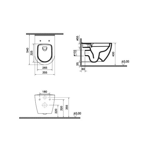 Pack cuvette suspendue Carene Mia Round sans bride abattant slim VITRA 7510B003-6319 photo du produit Secondaire 3 L