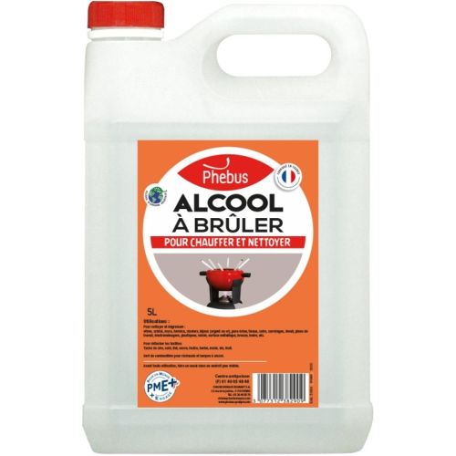 Alcool &agrave; bruler pour chauffer et nettoyer bidon de 5L - PHEBUS - ALCOOL.5L pas cher