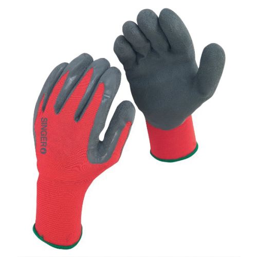 Gants tricot polyamide enduit latex rouge/gris T10 - SINGER - NYM15LG - 10 pas cher