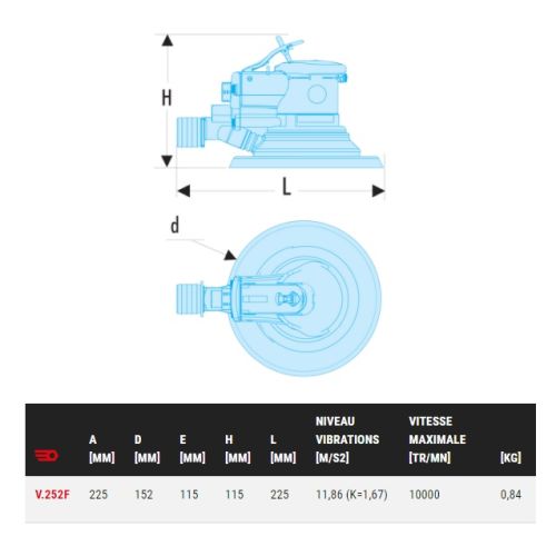 Ponceuse orbitale pneumatique 150 mm avec orbite 5 mm FACOM V.252FPF photo du produit Secondaire 1 L