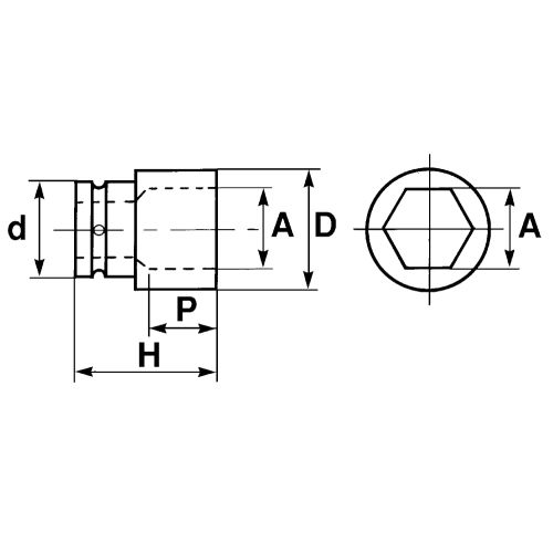 Douille impact 1/4'' courte 6 pans de 13mm - SAM OUTILLAGE - NR-13 pas cher Secondaire 1 L