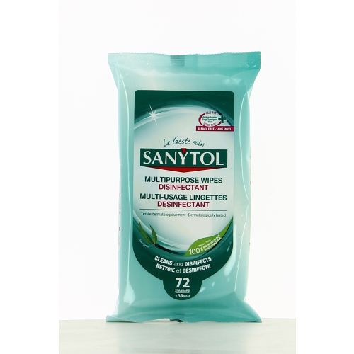 Lingettes désinfectantes multi-usages eucalyptus - SANYTOL - 96631342 pas cher Principale L