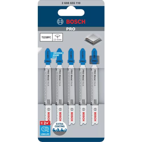 Lots de 5 lames scie sauteuse T121BFC Pro bimétal 92 mm pas 2 mm T BOSCH 2608655110 photo du produit Secondaire 3 L