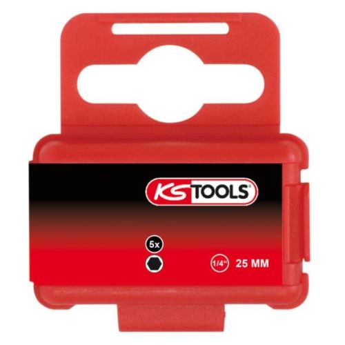 Boîte de 5 embouts de vissage 6 pans 1/4'' 25 x 3 mm KS TOOLS 911.2256 photo du produit Secondaire 2 L