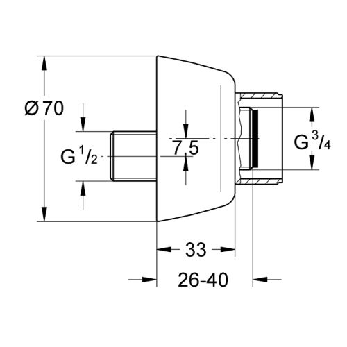 Raccord S mural chrom&eacute; &ndash; GROHE - 12058000 pas cher Secondaire 1 L