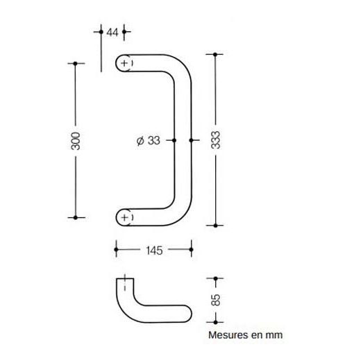 Poign&eacute;e de tirage entraxe 200 mm gris 92 HEWI 550GKFRLT 92 photo du produit