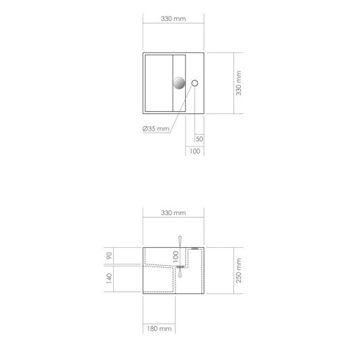 Vasque suspendue KUBE 33 MATE Solid Surface 33x33 - THALASSOR - KUBE33 pas cher Secondaire 4 L