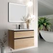 Meuble de salle de bain simple vasque 2 tiroirs CREMA et miroir Led VELDI 80 cm COSYNEO - SANCREMA80VELDI photo du produit