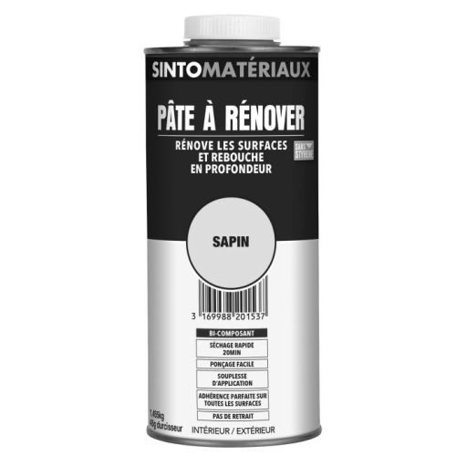 P&acirc;te &agrave; r&eacute;nover sans styr&egrave;ne avec durcisseur 45g sapin cartouche 1,455kg - SINTO - 820193 pas cher