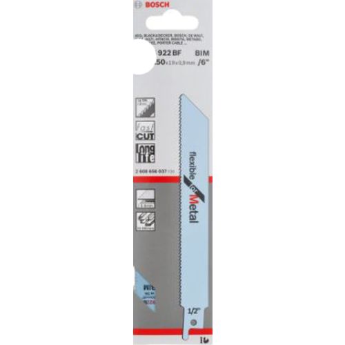 Lames de scie sabre S 922 BF Flexible for Metal BOSCH 2608656014 photo du produit Secondaire 1 L