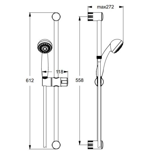 Ensemble de douche AQUA 61 cm Douchette 1 jet PORCHER D6039AA photo du produit Secondaire 1 L