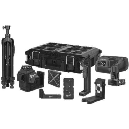 Laser 3 lignes 12V M12 3PL 360° (pack complet) + 1 batterie 4 Ah + chargeur en coffret Packout - MILWAUKEE TOOL - 4933478960 pas cher