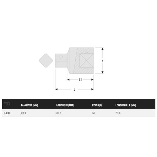 Réducteur carré F1/2'' - M3/8'' - FACOM - S.230 pas cher Secondaire 1 L