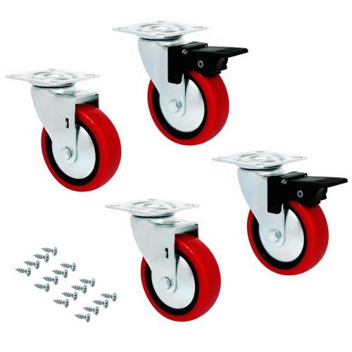 Set de 4 roulettes Slip 2 Red D.75mm sur platine - EMUCA - 2041120 pas cher