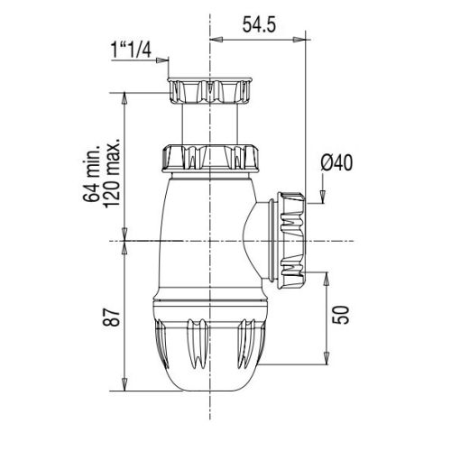 Siphon lavabo spécial sortie D40 hauteur réglable - VALENTIN - 00 610200 001 00 pas cher Secondaire 1 L