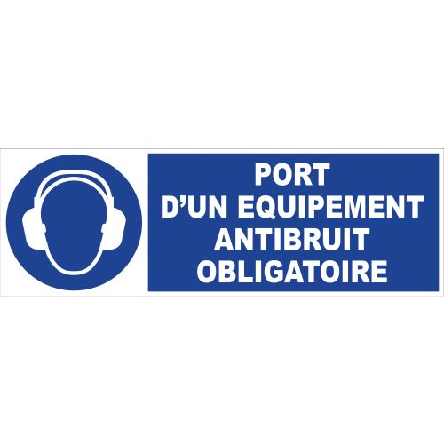 Panneau d’obligation rectangulaire 450x150mm 'Port d'équipement anti bruit' - NOVAP - 4030630 pas cher Principale L