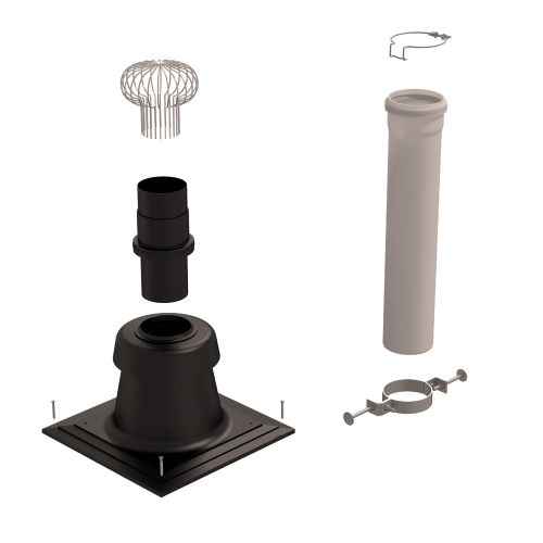 Kit entrée plafond CHEMILUX B22p-B23p D110mm noir pour flexible UBBINK 100019 photo du produit Principale L