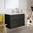 Meuble de salle de bain 60cm simple vasque 2 tiroirs sans miroir BALEA ebony (bois noir) - COSYNEO - INGBALEA60EBOB pas cher