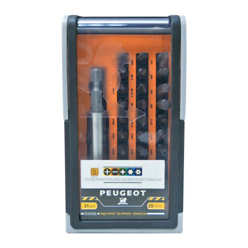 Coffret 31 pièces pour Embouts vissage TIN LG25mm Professionnel PEUGEOT OUTILLAGE 930066 photo du produit Secondaire 1 L