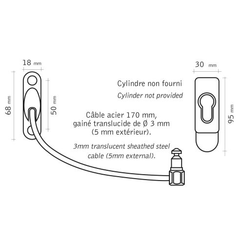 Entrebâilleur de fenêtre à câble CABL’AIR blanc - SOCONA - H6S CABLAIR pas cher Secondaire 1 L