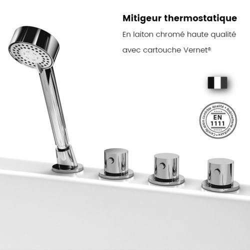 Baignoire balnéo 51 jets SIRIUS 170 IPOWER droite 2 places en angle - THALASSOR - SIRIUS170D-IP pas cher Secondaire 3 L