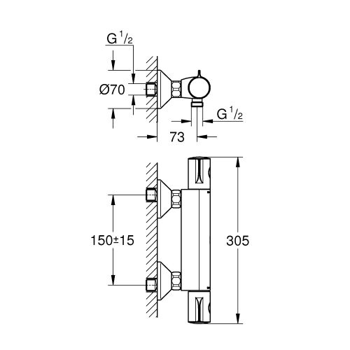 Mitigeur de douche thermostatique GROHTHERM 800 bicommande - GROHE - 34562000 pas cher Secondaire 1 L