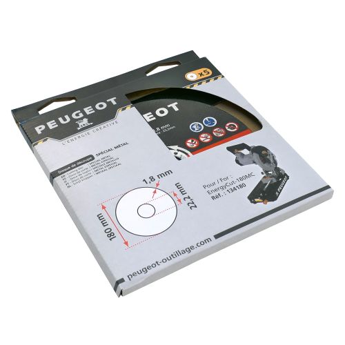 5 disques à tronçonner 180 mm PEUGEOT OUTILLAGE 801181 photo du produit Secondaire 2 L