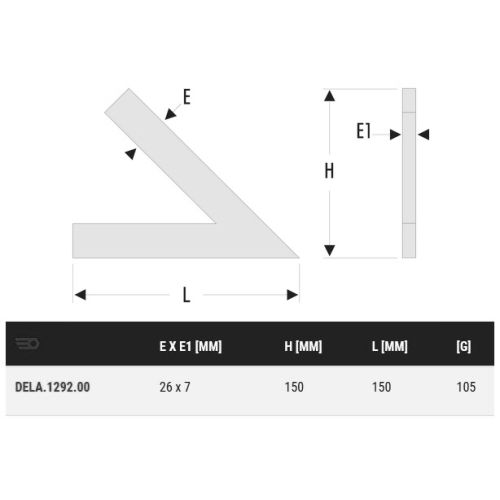 Equerre à chapeau à 45° 150x150mm - FACOM - DELA.1292.00 pas cher Secondaire 1 L