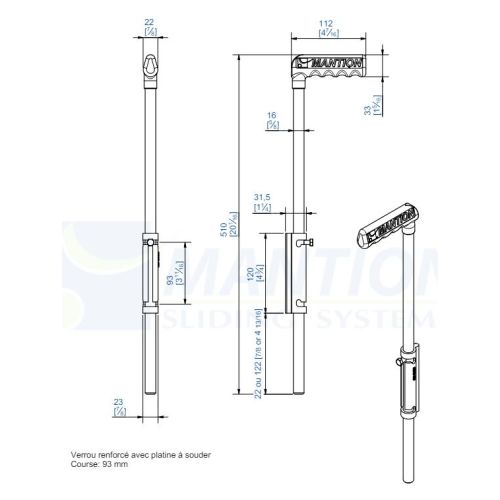 Verrou à douille renforcé à souder tige zinguée 16x500mm - MANTION - 1316SO pas cher Secondaire 1 L