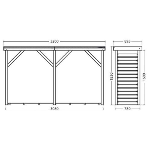 Bûcher en bois DALLAS XXL 3,8m³ avec toiture plate et plancher - FOREST STYLE - 3258 pas cher Secondaire 1 L