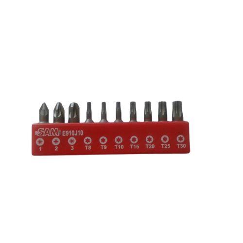 Jeu de 10 embouts de vissage matériaux durs Pozidriv et Torx SAM OUTILLAGE E-910J10 photo du produit Principale L