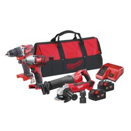 Pack Powerpack de 5 outils de 18 V Milwaukee M18 CBLPP4B-502B + 2 batteries 5 Ah + chargeur + sac de transport - 4933464814 photo du produit Principale M