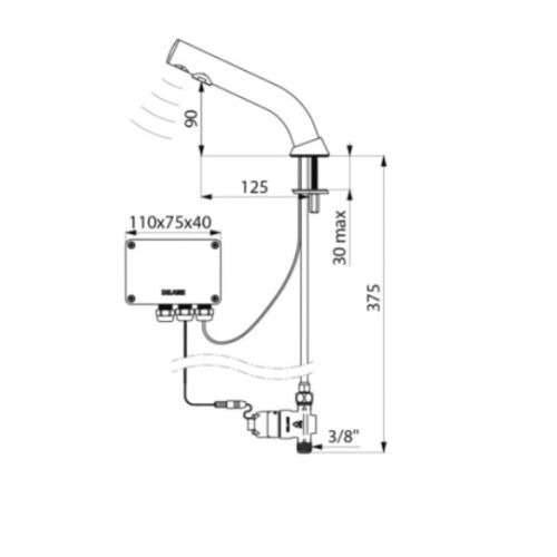 Robinet de lavabo automatique BINOPTIC à pile 6 V DELABIE 478015 photo du produit Secondaire 1 L