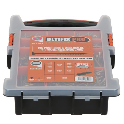 Vis à bois agglomérés tête fraisée Pozidrive zingué jaune coffret de 1000 ULTIMA GRAPPACK05 photo du produit Secondaire 3 L