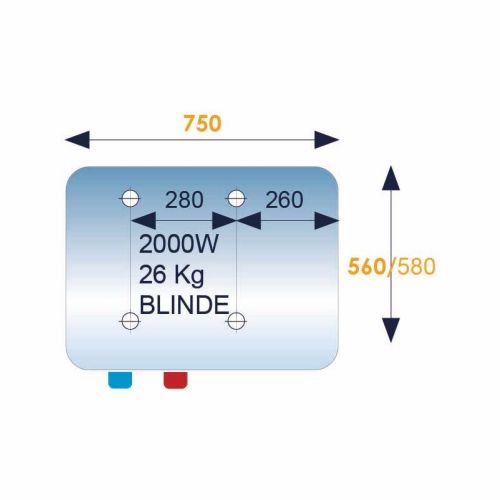 Chauffe-eau électrique blindé 100L INITIO horizontal sortie bas D.560 - ARISTON - 3000376 pas cher Secondaire 1 L