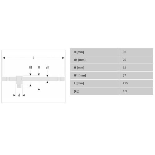 Poignée coulissante 3/4'' - FACOM - K.120B pas cher Secondaire 1 L