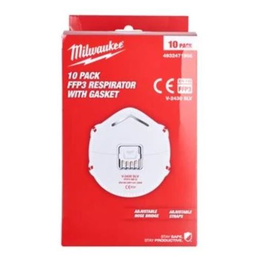 Boîte de 10 masques respiratoires coques jetables FFP3 avec valve  MILWAUKEE 4932471906 photo du produit Secondaire 3 L